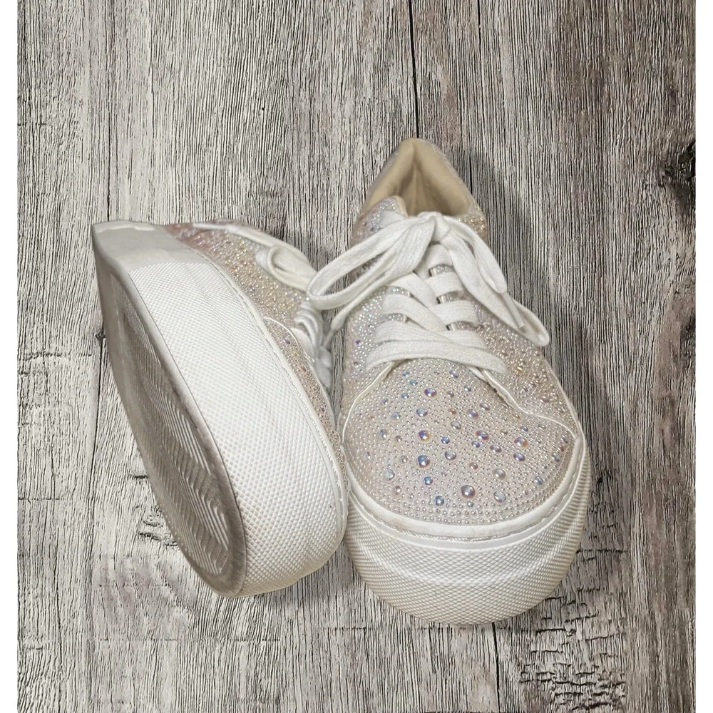 Betsey Johnson Women's Sidny Pearl Lace-Up Sneakers, Size 9.5M